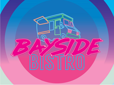 Bayside Bistro 80s branding businesscard colorscheme gradient illustration illustrator logo neon sunset