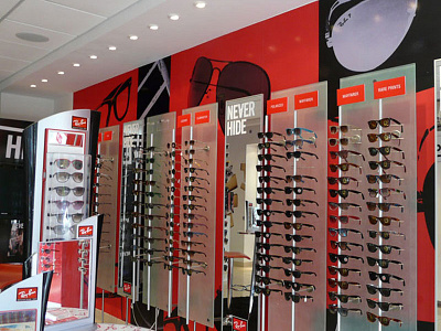 POP diseño de exhibición pop punto de venta ray ban sunglasses tailor marketing
