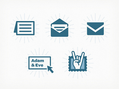 Postable Icons barrel blue flat icons mail mailing postable thank you cards ux