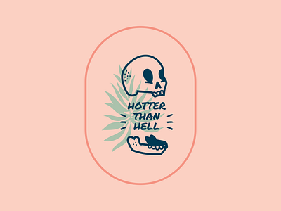 Hotter Than Hell design fern graphic design hell hot illustration leaf pink plant seal skull spooky summer tattoo art vector