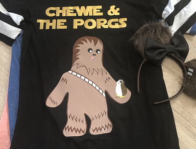 Chewie & The Porgs T-Shirt Design affinity designer chewbacca chewie design disney disney art illustration porgs starwars t shirt t shirt design t shirt illustration