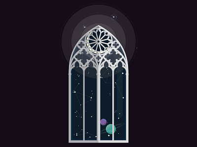 An Out of This World View cathedral church galaxy gothic architecture illustration space