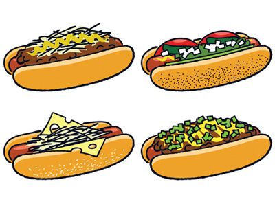 City Dogs color cooking food hot dogs illustration vector