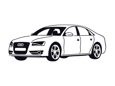 One of Ronaldo's Fleet black and white bw auto car vector line illustration