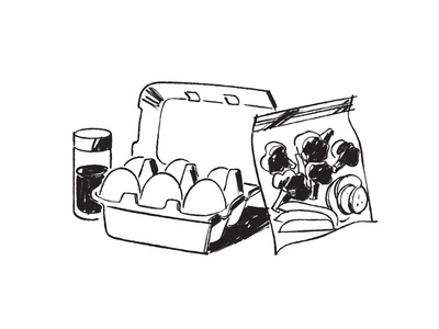 Food To Go vector camping food b  w black and white line illustration