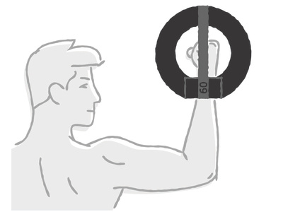 Pumping Iron weights fitness man workout exercise vector line black and white newspaper illustration