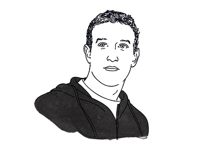 Zuckerberg black and white facebook illustration line man people portrait zuckerberg