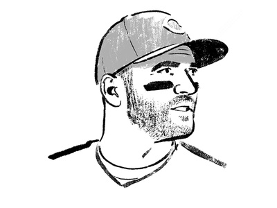 Joey Votto portraiture portrait mlb man illustration headshot white and black baseball