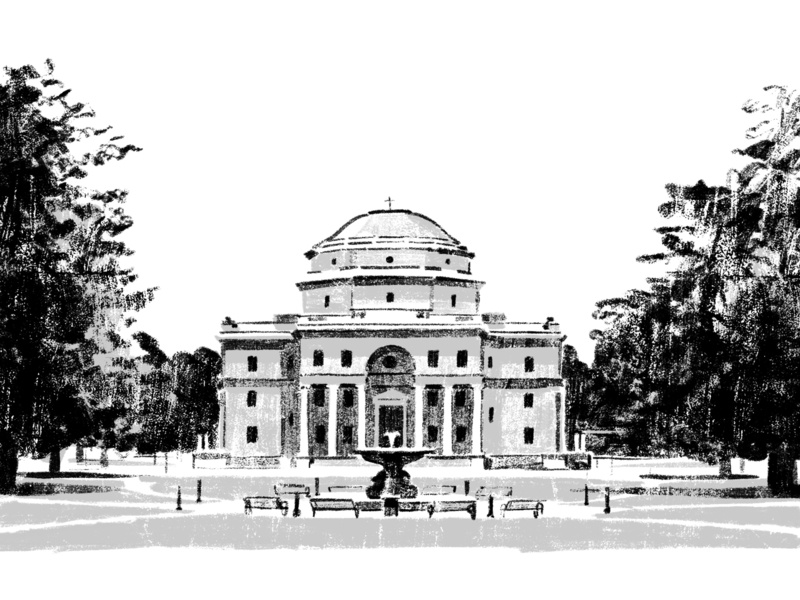 Atascadero City Hall building architecture black and white arthur mount illustration