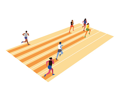 Runners arthur mount color exercise fitness illustration running track vector