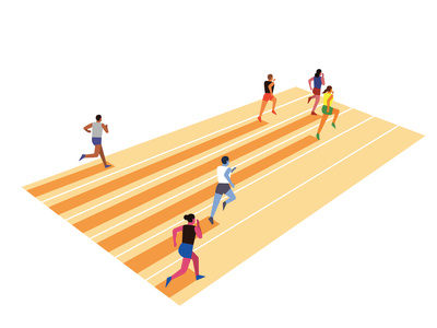 Runners track fitness exercise running color vector arthur mount illustration