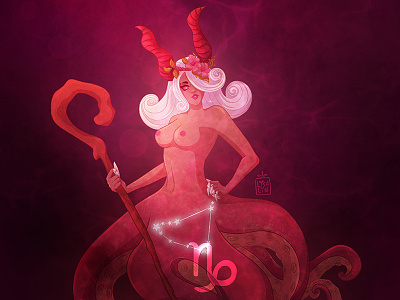 ♑ Capricorn art cartoon character character cute illustration logo mermaid mermay portrait procreate zodiac