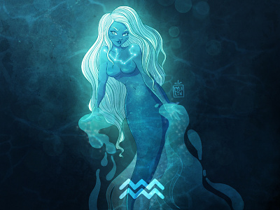 ♒ Aquarius art cg character character design concept mermaid mermay portrait procreate zodiac