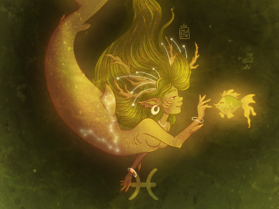 ♓ Pisces art branding cartoon character character cute illustration mermaid mermay procreate zodiac