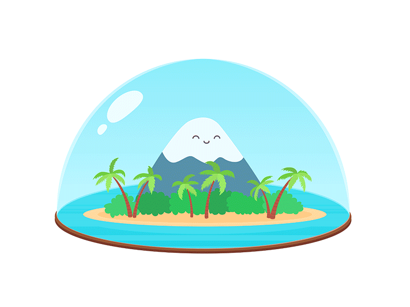 Funny mountain art character concept funny gif illustration island land mountain sea shark vector