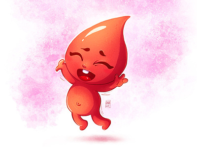 Character design of cute blood drop