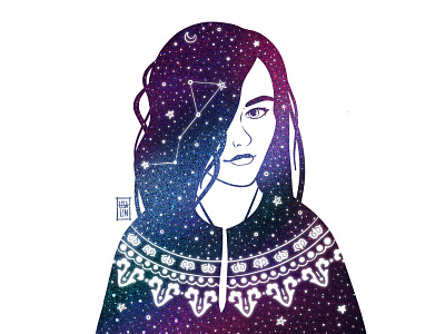 Portrait. Universe beauty. iPad Pro + Procreate