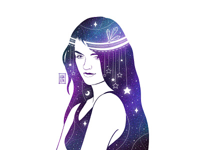 Ethnic beauty in stars. iPad Pro + Procreate