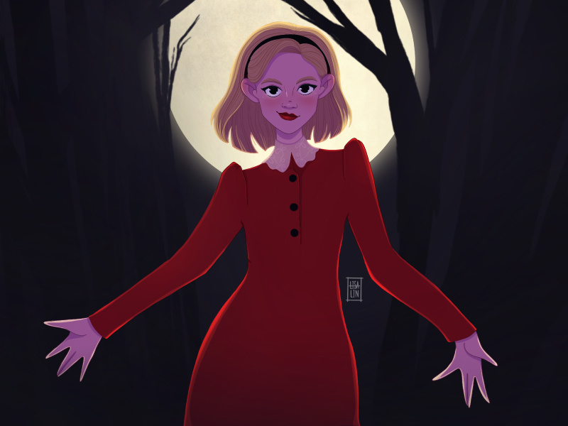 The chilling adventures of Sabrina. Netflix character interaction ios cartoon character character design portrait ipad pro fantasy procreate girl design concept illustration cute art character cartoon netflix witch spellman sabrina