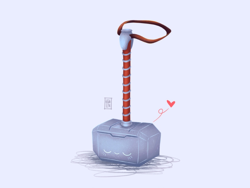 Thor's Hammer fantasy cartoon character character love mythology thor hammer modern character design ipad pro cg procreate design concept illustration cute cartoon art marvel
