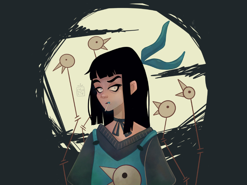 Girl with candy 🍭 sketch ps ui fantasy ios girl modern ipad pro portrait cg character design can art candy procreate design concept illustration character cartoon art