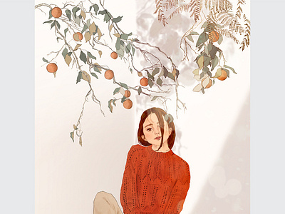 Orange Winter_fashion illustration ahnji artwork branding colorpencil confused dazed design digital editorial editorial art etching fashion illustration graphic illustration magazine movie pencil drawing portrait portrait art romantic