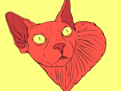 Heart Shaped Cat 2d color digital illustration lowbrow lowbrowart pierre gombaud tattoo tattoo art