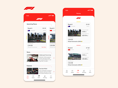 Formula One Application - Redesign Concept 2020 design f1 formulaone ios mobile app design ui ux