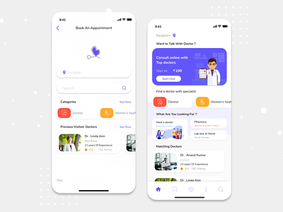Doctor Appointment Booking App - Medical App design doctor doctor app doctor appointment ios medical medical app mobile app design onlinebook onlinebooking ui ux