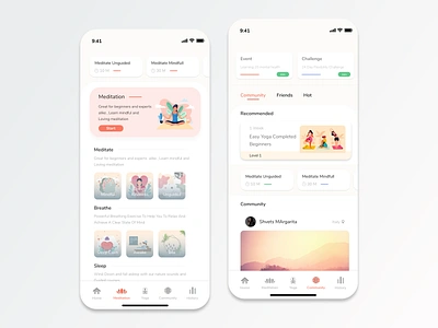 Meditation and Yoga App - Concept app design ios meditation mobile app design ui ux yoga