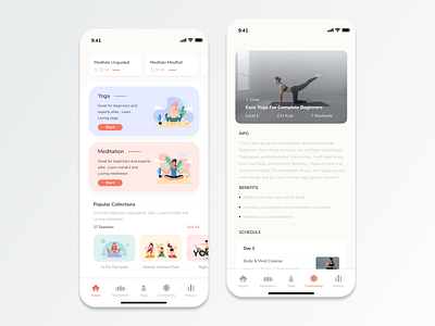 Meditation and Yoga App - Concept app design ios meditation meditation app mobile app design ui ux yoga yoga app