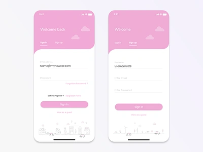 Sign In And Sign Up Screens - Go Ride App app design ios login login screen mobile app design signin signup ui ux