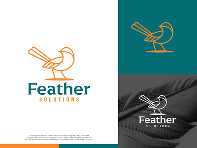 Feather Solutions bird birdlogo lineart logo monoline