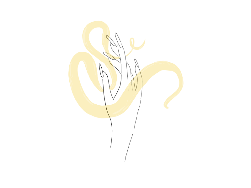 Hand smoke hand line art two color