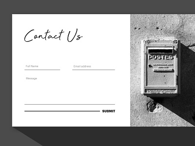 Daily UI 28: Contact Us black black and white bw contact contact form contact us dailyui design photo practice submit typography ui web white