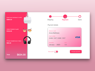 Daily UI #002: Credit card checkout daily 100 dailychallenge invisionstudio ui