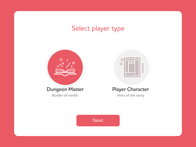 Daily UI #064: Select User Type adobe xd d20 daily 100 dailychallenge design dnd dungeon master dungeons and dragons hero ui