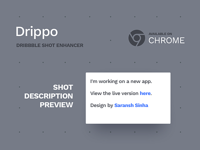 Drippo : Description Previews chrome dribbble drippo enhancer extension screenshake shots