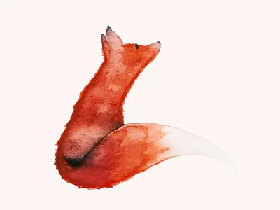 🐺🐺🐺, Watercolor, 6x6" firefox fox painting red watercolor