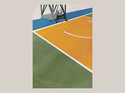 Man On A Basketball Court art flat hong kong illustration procreate