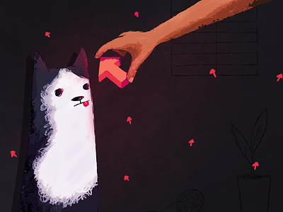 WIP App Store Feature Illustration apollo cat illustration procreate reddit upvote