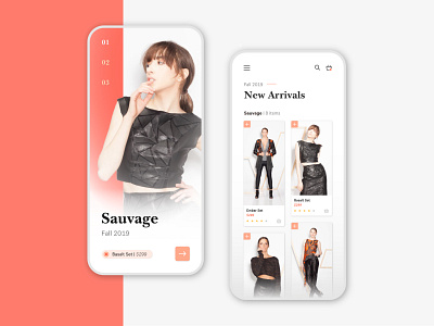 Fashion Collection App app black clothing fashion red retail store ux white