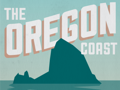 The Oregon Coast aiga cannon beach exploergon illustration illustrator oregon postcard typography