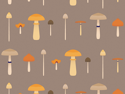 Little Brown Mushrooms brown fall illustration illustrator mushroom orange pattern wallpaper