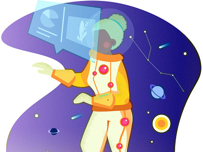 Space astronaut flat illustration simple space