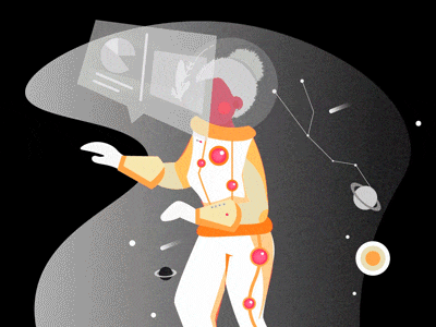 Space astronaut illustator motion art planets space space girl