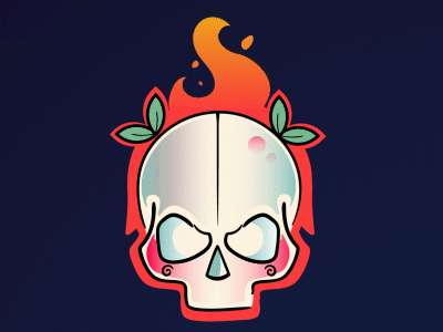 Skull after effects animated animation blushing fire illustration logo plants skull