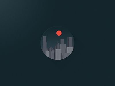 Red Moon View circle city flat icon moon night red