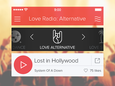 Love Radio flat ios7 love music player radio ui