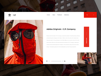 Adidas Originals × C.P. Company branding clothes flat logo minimal orange type ui ux web webdesign website